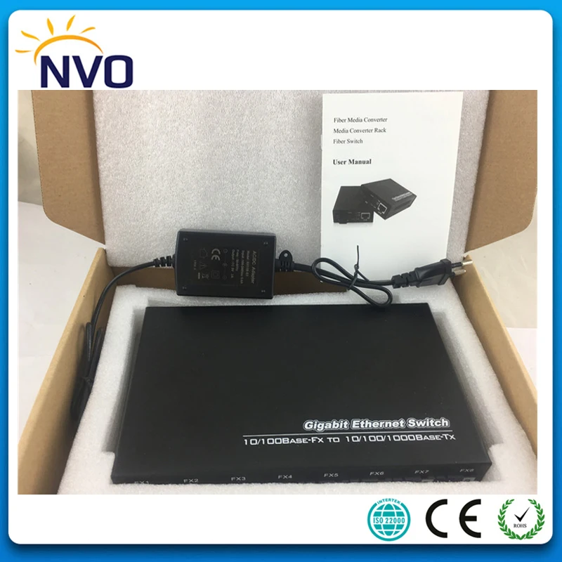 8 100M Optical Fiber B Side Port to 2 1000M RJ45 Electrical Single Gigabit Ethernet Switch Euro Charger | Мобильные телефоны и