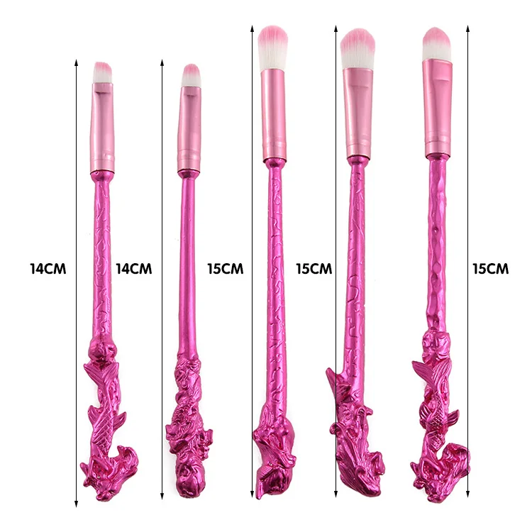 5 шт. набор кисточек для макияжа с металлической ручкой в стиле русалки контурный