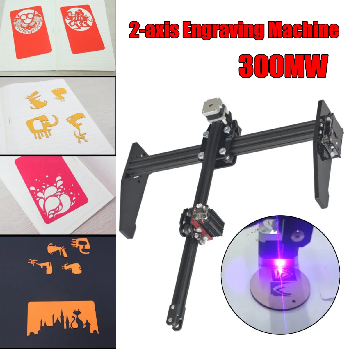 

2-Axis Desktop Laser Engraver Engraving Machine Cutting Engraver CNC Wood Router/Cutter DIY Laser Logo Mark Printer Machine