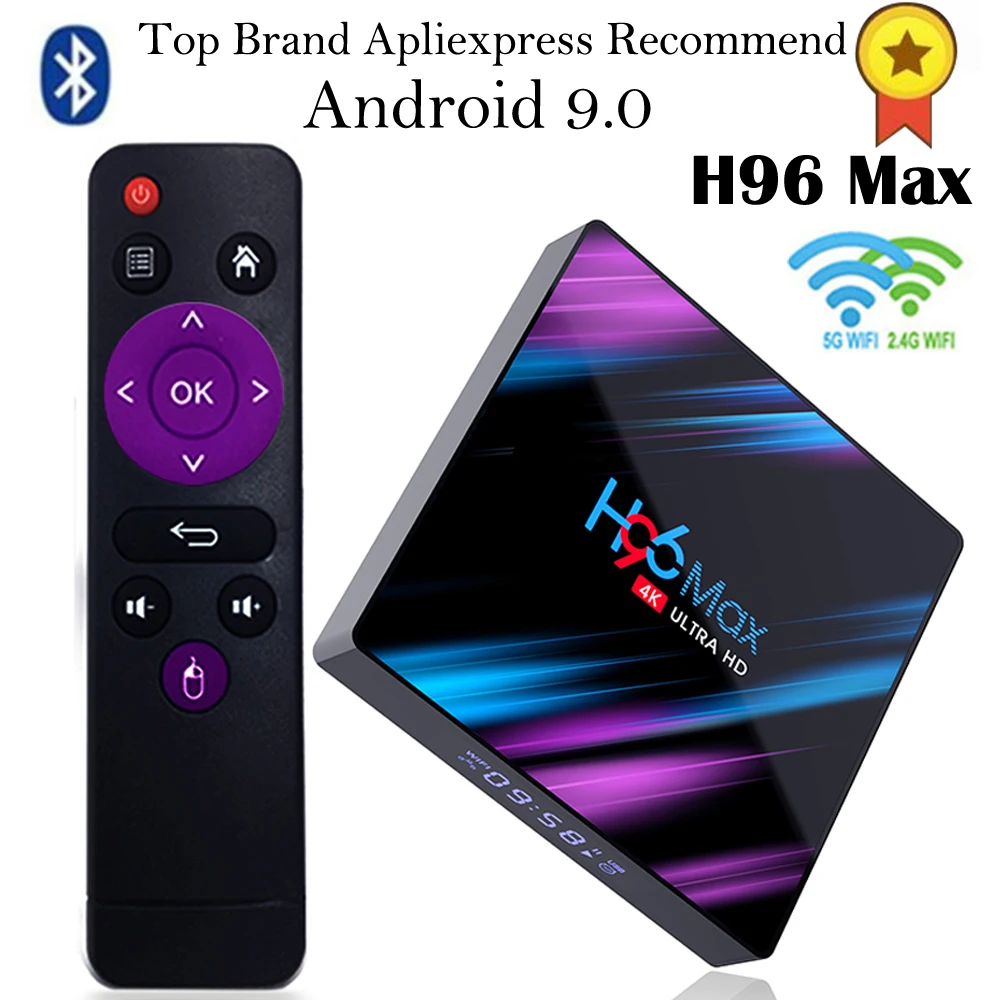 Смарт ТВ приставка H96 MAX Android 9,0 4 Гб ОЗУ 16 Гб/32 ГБ/64 Гб ПЗУ Rockchip RK3318 4K MAX HD медиаплеер мини wifi смарт ТВ приставка