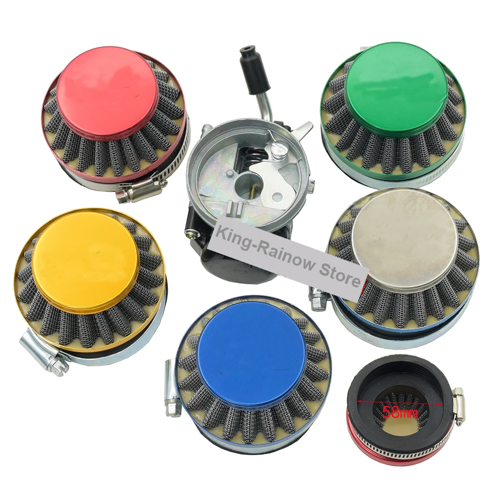 Карбюратор Carb Racing 19 мм + воздушный фильтр 58 синий красный зеленый серебристый для