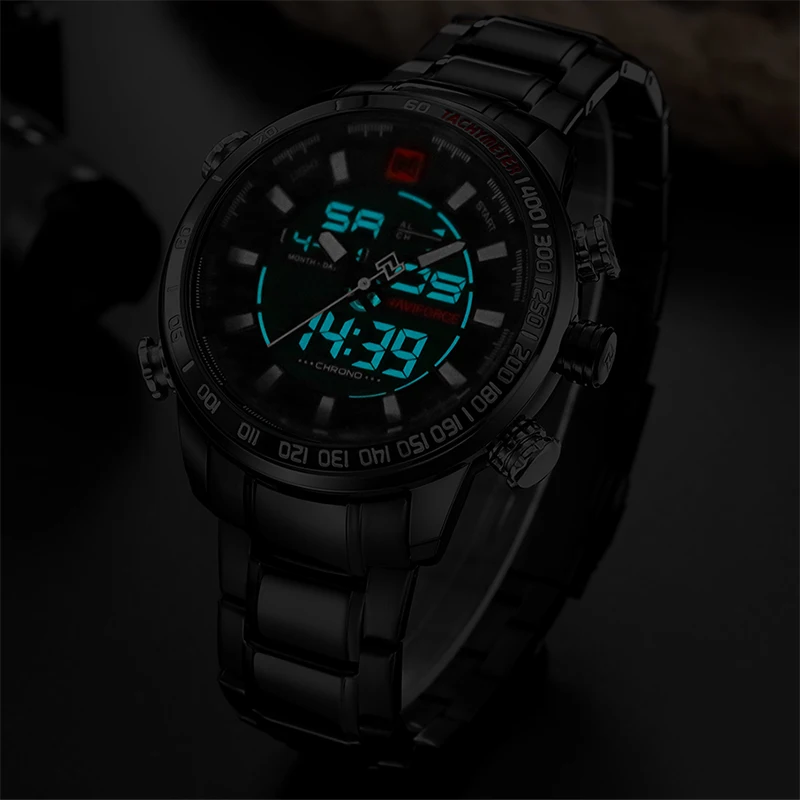 NAVIFORCE Лидирующий бренд мужские военные спортивные часы светодиодные аналоговые