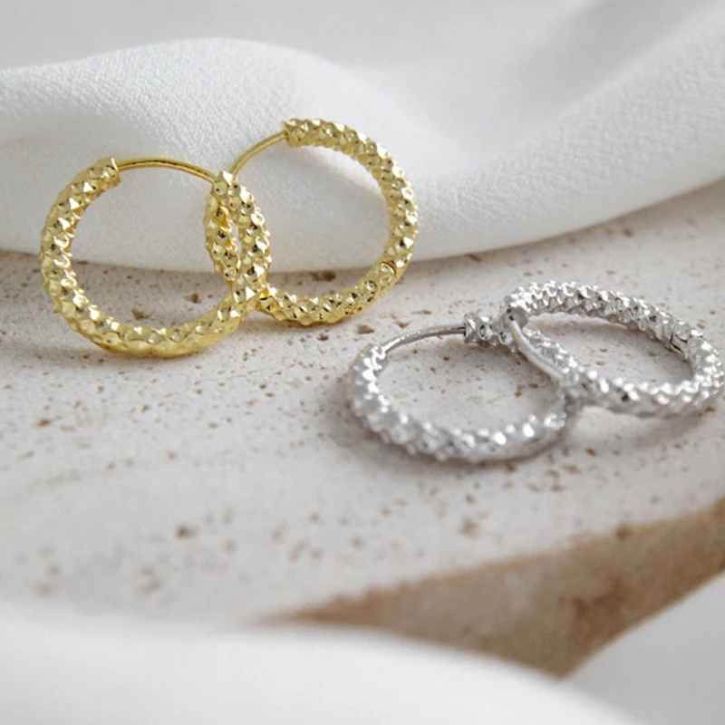 Korean Popcorn Concave Surface Women Earring Silver 925 Hoop Earring Gold Individuality Ear Buckle Women Earring Luxury Jewelry