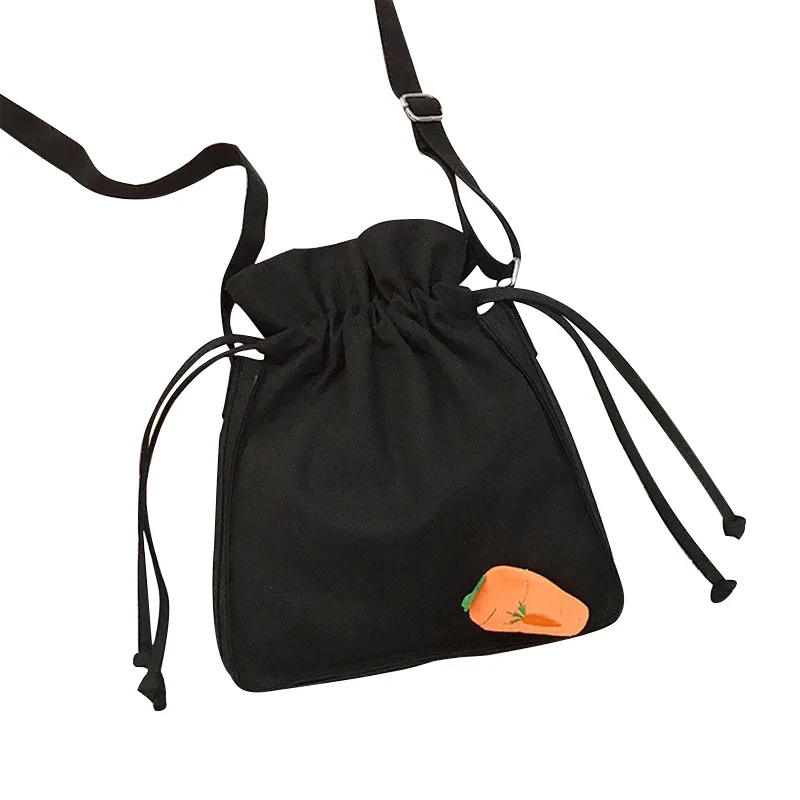 

2019 Fashion Small Shoulder Bags for Women cute Carrot Canvas Messenger Bag for Girl Drawstring Casual Crossbody bag