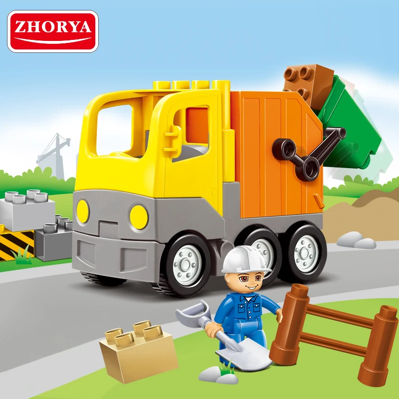 Zhorya 14 шт. мусоровоз строительные блоки Детские Подарочные с минифигурой