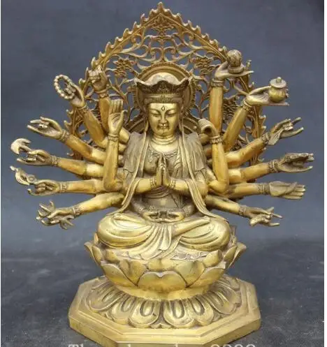 YM 306 11 &quotТибетский буддизм сиденье lotus 18 Hands Maha Cundi мать Будда статуя|statues buddha|statue