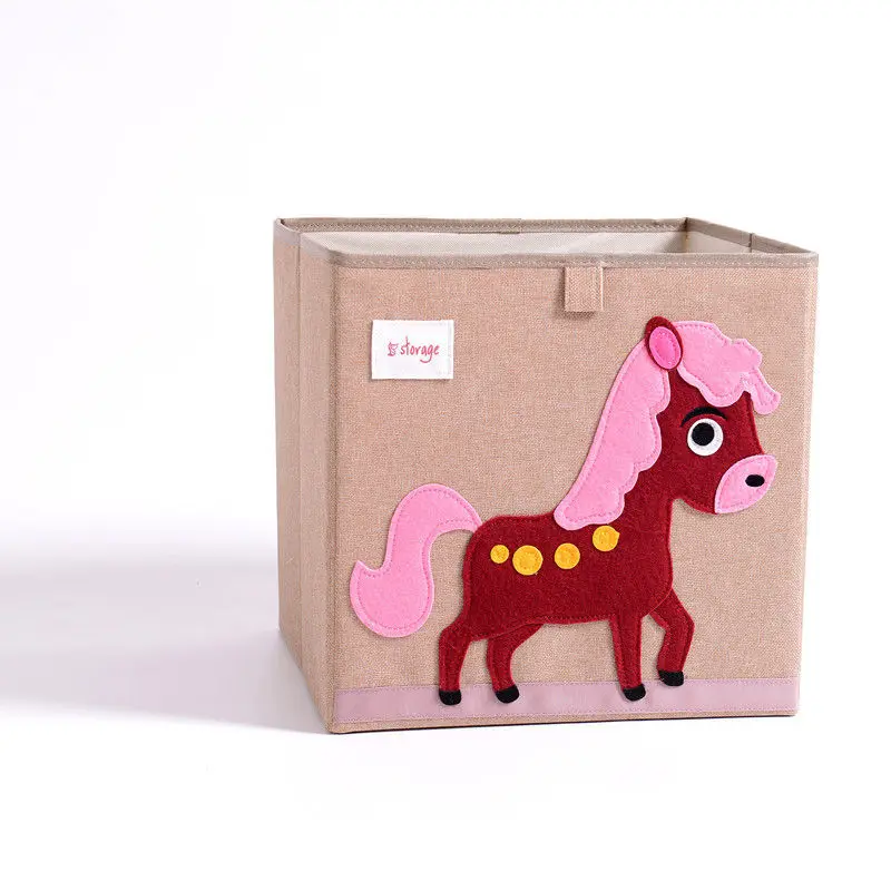 Pony ONEUP Горячая 3d вышивка мультфильм животное складной ящик для хранения игрушки органайзер ящик Органайзер для хранения нижнего белья коробки держатель коробка - Цвет: Pony