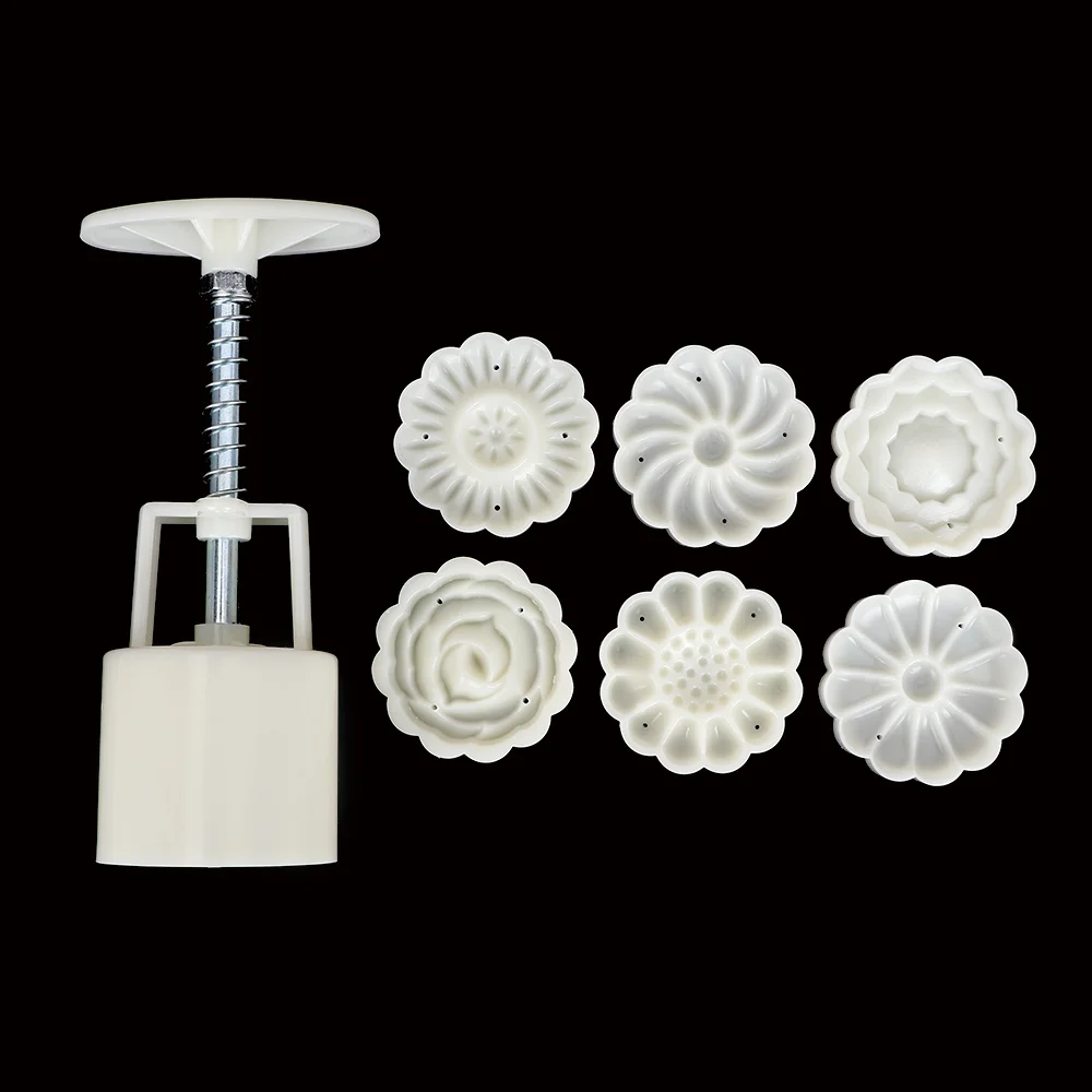 6 Shapes Moon Cake Mold Plastic DIY Flower Pattern Hand Pressure Fondant Cookie Kitchen Baking cake Stamps | Дом и сад