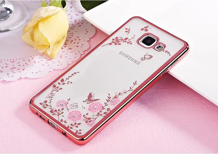 Прозрачная крышка для samsung Galaxy A30 A50 M20 M10 S10E S10 S9 S8 J4 J6 A6 A8 плюс A9 A7 S7edge Note9 чехлы с цветами и бриллиантами мягкий чехол