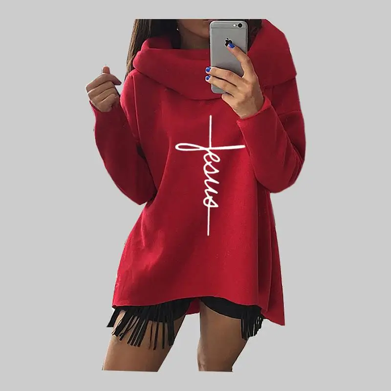 

2020 New Fashion Faith Print Kawaii Tops Sweatshirt Femmes Hoodies Women Clothings Youth Pattern Buckle Autumn