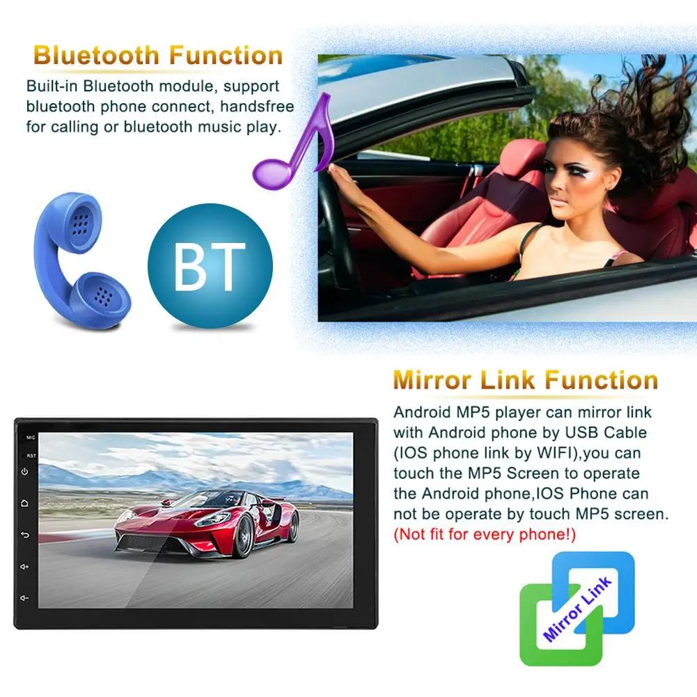Ультра-тонкий 7-дюймовый 2DIN Android 8 1 MP5 автомобильный проигрыватель Bluetooth Сенсорный