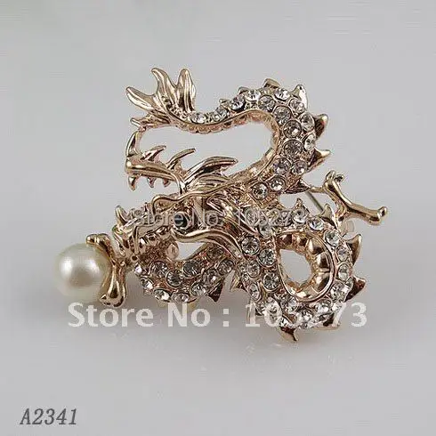 Новая модная брошь в виде дракона с бусинами Рождественские подарки ювелирные