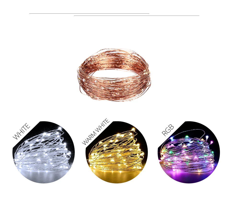200 светодиодный s 20 м Солнечная медная гирлянда RGB светодиодный Рождественские гирлянды IP65 веревка Диодная гирлянда Открытый Сад Рождество Свадьба вечеринка Декор
