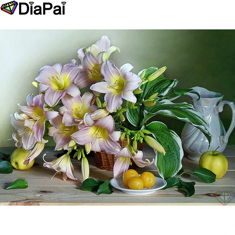 

DIAPAI Diamond Painting 5D DIY 100% Full Square/Round Drill "Lily flower scenery"Diamond Embroidery Cross Stitch 3D Decor A22686
