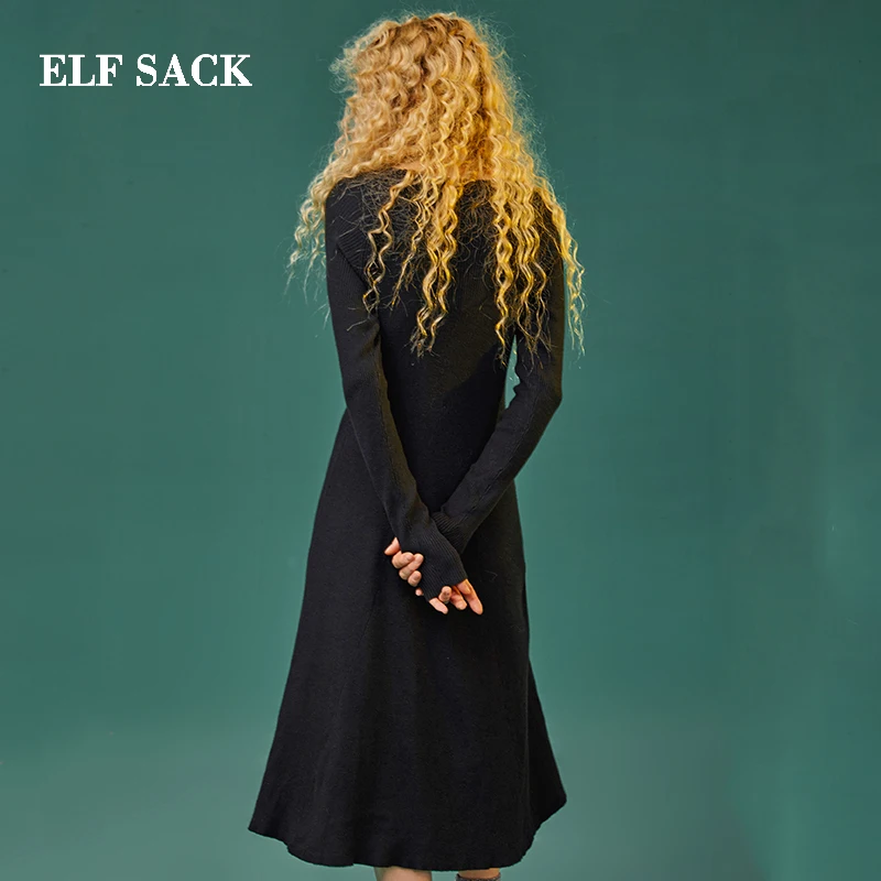 Женское платье ELFSACK повседневное однотонное прямое до колена с круглым вырезом
