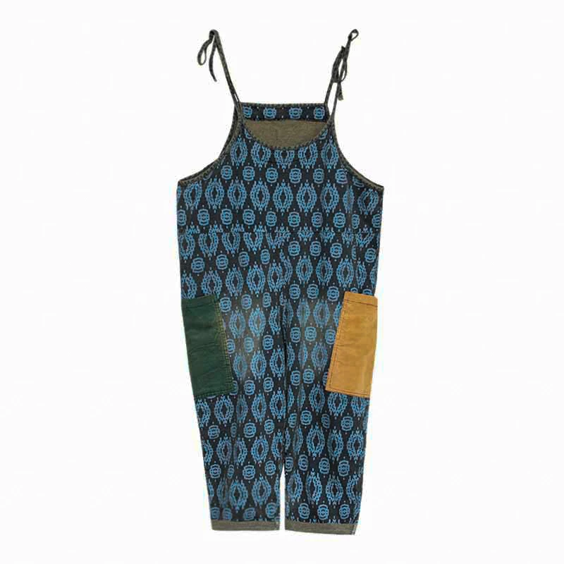 Spring Autumn Jumpsuits Women Large size Loose Retro Rompers 2019 New Casual Print pocket Ladies Overalls | Женская одежда