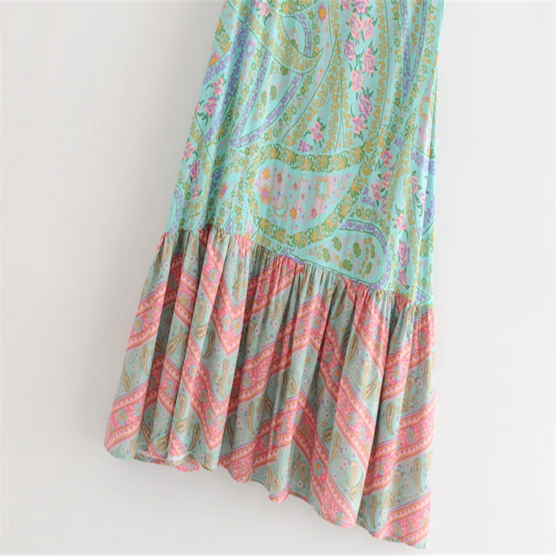 Богемный стиль ретро Элегантные Цветочный принт юбка мозаика гребешки украшения