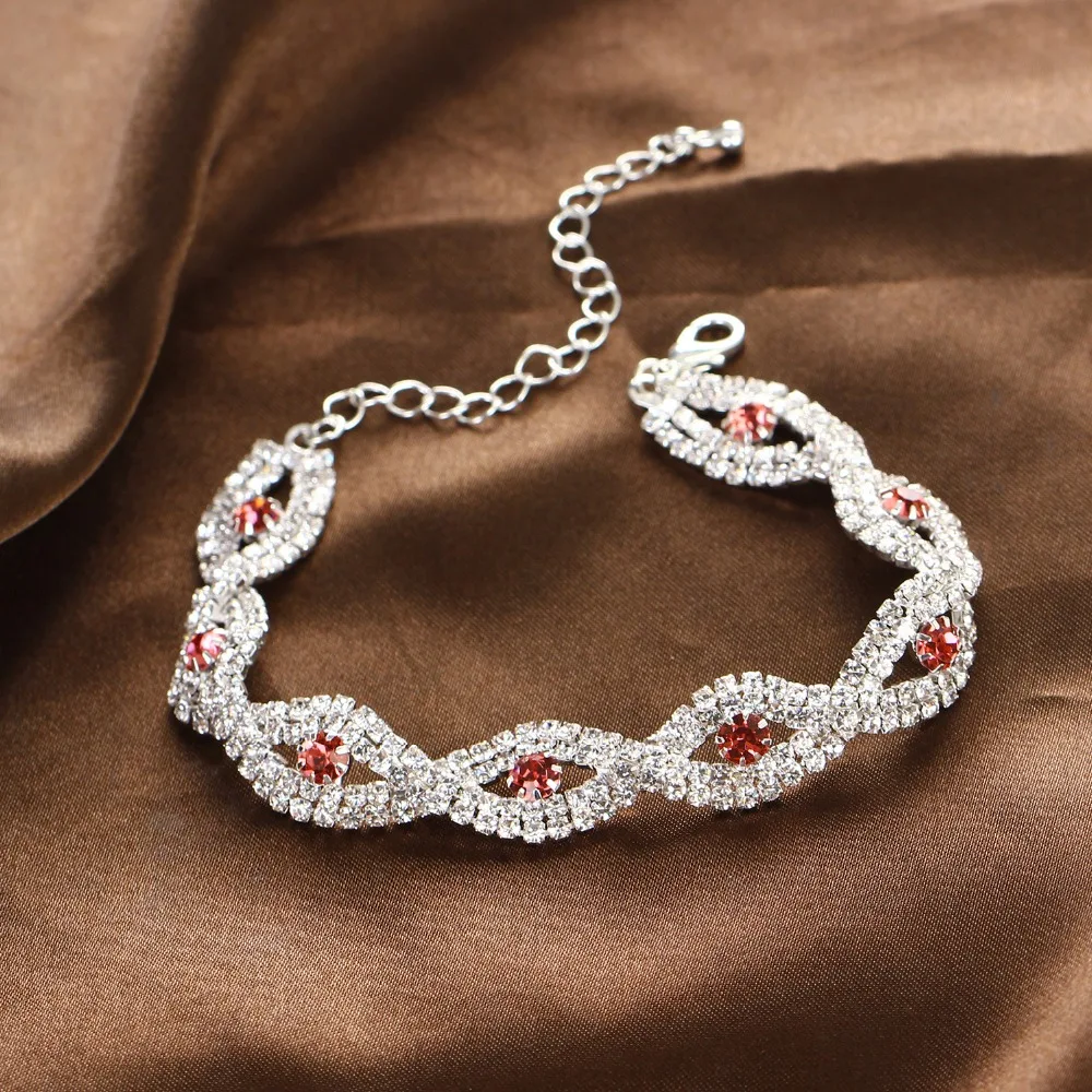 4 цвета роскошный браслет с кристаллами для свадьбы серебряный горный хрусталь