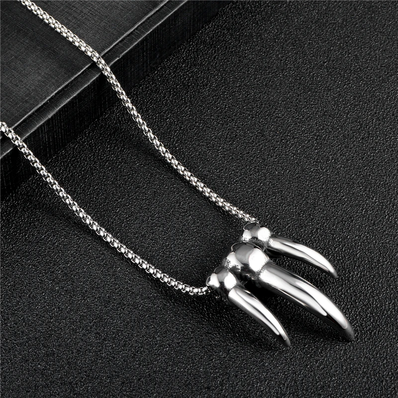 US7 Vintage Punk Skull Pendants Men Stainless Steel Teeth Necklaces Casting Gothic Rock Necklace for Viking Jewelry Gift | Украшения и