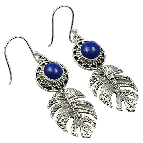

Lovegem Genuine Lapis Lazuli EARRINGS 925 Sterling Silver, 50mm, AE2019