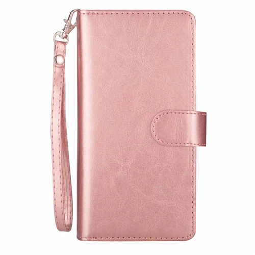 Rose gold Для samsung NOTE 10, 9, 8, S7, S9, S8, S10 Plus, многофункциональный флип-кошелек, кожаный чехол, магнитный, съемный, 2 в 1, 9, слот для карт - Цвет: Rose gold