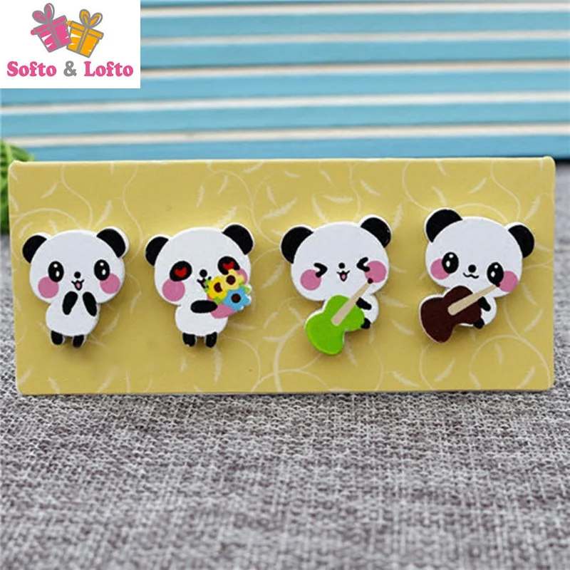 12 шт. деревянные магнитные наклейки с пандой и медведем/Детские забавные