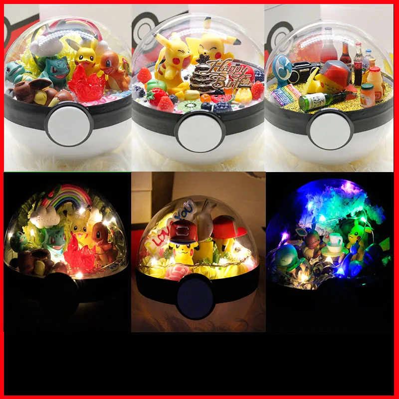 PokeBall Monster Pet pokebolas Pikachu Eevee Bulbasaur Charizard Squirtle DIY светодиодный фигурка на день рождения