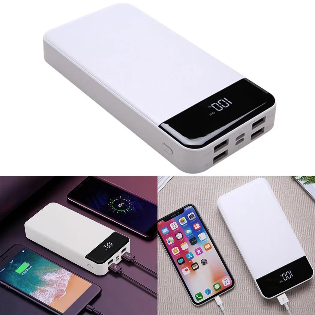 Многофункциональный 4 порта USB Портативный ЖК дисплей Мощность банк DC5V/2A кабель