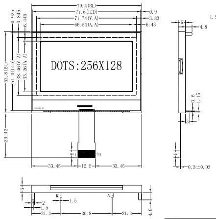 24PIN COG-суперскрученные нематические элементы 256128 ЖК-дисплей Экран ST75256 контроллер SPI/I2C/параллельный Интерфейс белый/синий Подсветка