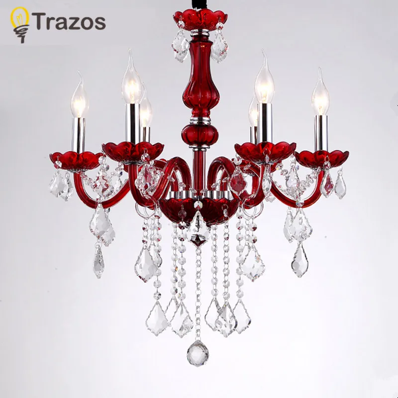 Современная Красная хрустальная люстра K9 кристалл 110 ~ 240 В lustre de cristal Люстра для