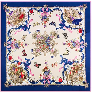 Женский саржевый шелковый шарф POBING, Роскошный дизайнерский квадратный шарф с принтом бабочки, Большие шали, шелковые палантины 100% * 130 см