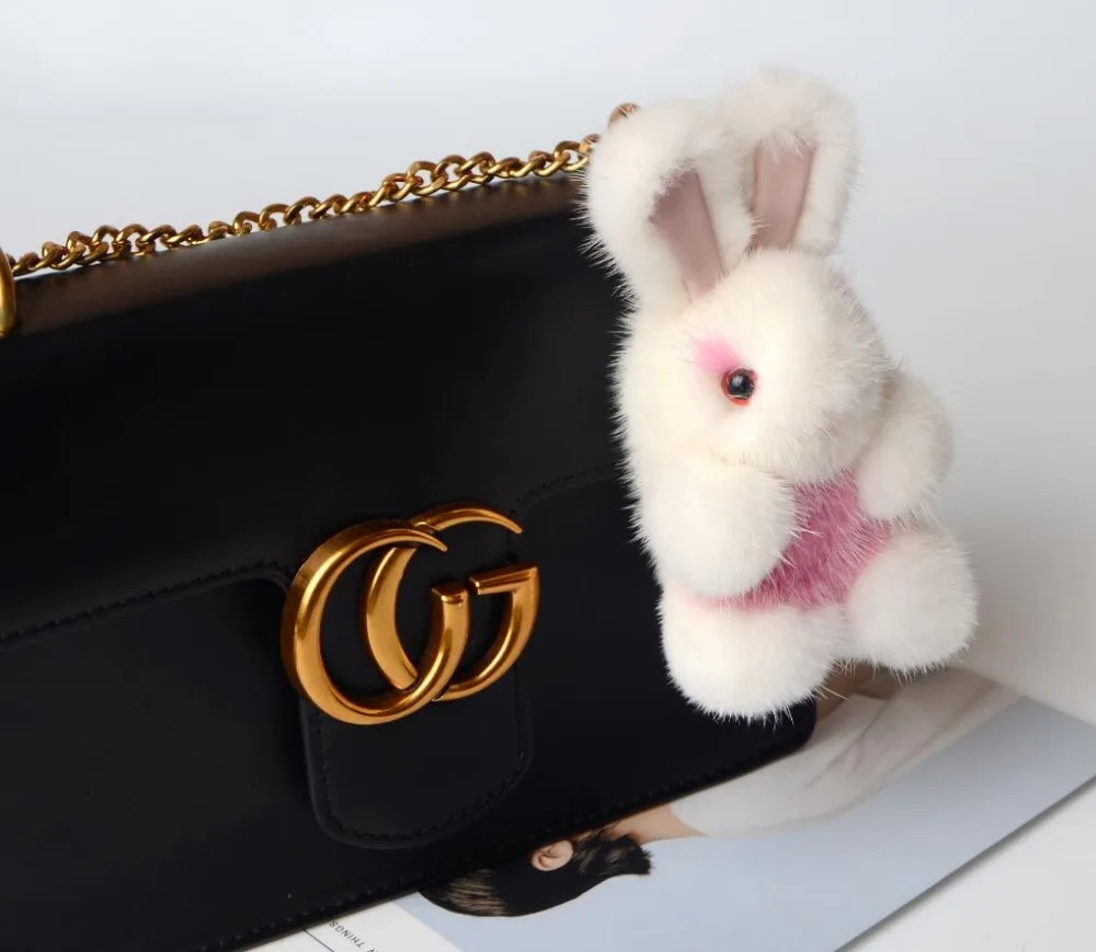 Брелок для ключей заяц кролик милый пушистый брелок Рекс настоящий мех норки