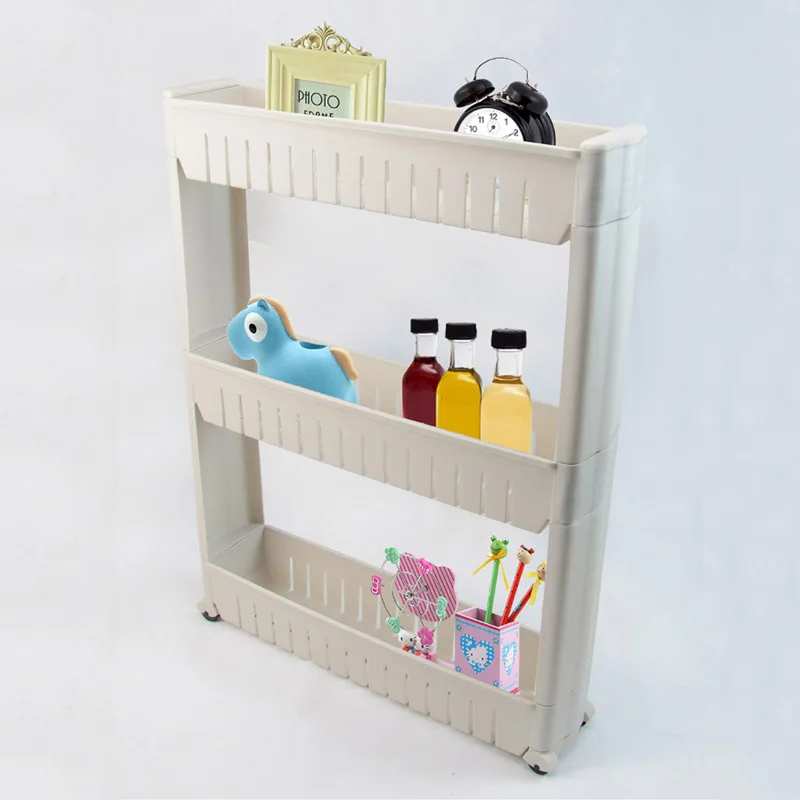 3 layers White Storages Shelf For Kitchen Storage Skating Movable Plastic Bathroom High Quality kitchen accessories | Дом и сад