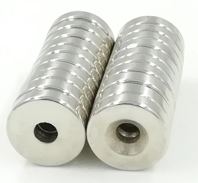 10 шт. супермощные Круглые неодимовые потайные кольцевые магниты 15 мм x 4 отверстие: 5 Редкоземельные N35