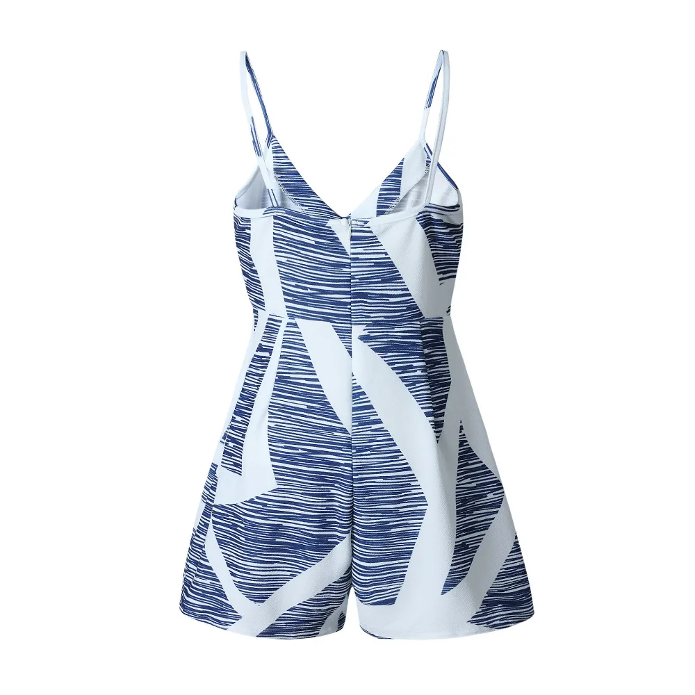 2017 New Summer Women Knitted Sexy Camisole Sleeveless V-Neck Print Loose Playsuits Casual Clothing | Женская одежда