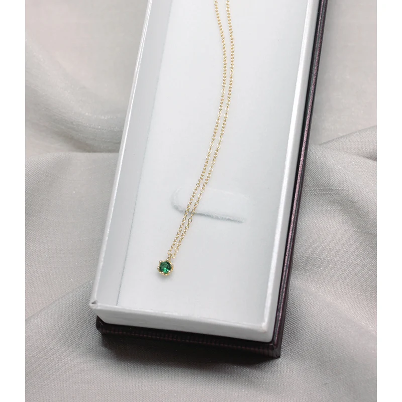 YEAJEWEL мода классический зеленый zircon контракт дизайн neckalace для женщин серебряные