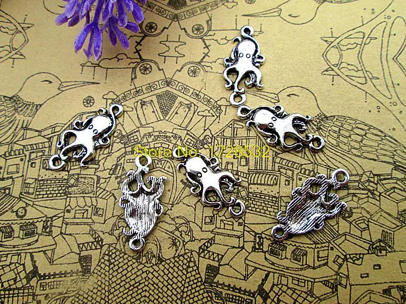 Подвески в виде осьминога, антикварные тибетские серебряные фотообои размером 13x15 мм, 60 шт. Подвески в виде осьминога, антикварные тибетские серебряные фотообои размером 13x15 мм, 60 шт.