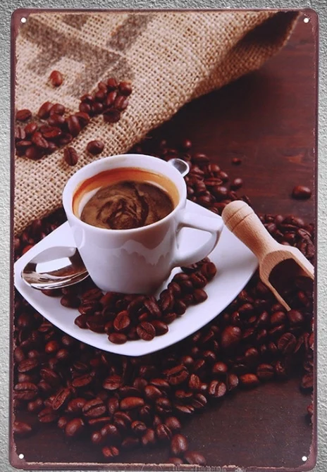 

1 pc Espresso Cappuccino Italian coffee shop latte Tin Plate Sign wall plaques man cave Decoration Dropshipping metal Poster