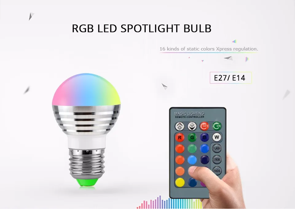 110V 220V AC 85-265V RGB затемнения светодиодный сценический светильник E27 E14 волшебный светильник светодиодный лампы/24key светильник с устройством дистанционного управления дома светильник Инж