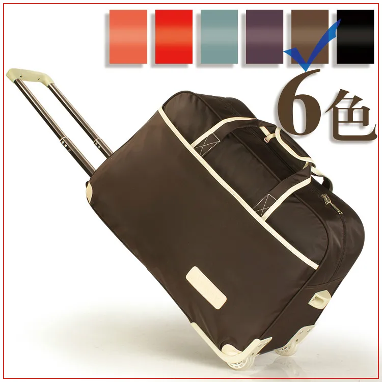 Brown 22 Брендовая Дорожная сумка на колесиках, ручная сумка, 2" 50L 24" дюймов 60L, сумка на колесиках, водонепроницаемый чемодан из материала Оксфорд на колесиках - Цвет: Brown 22