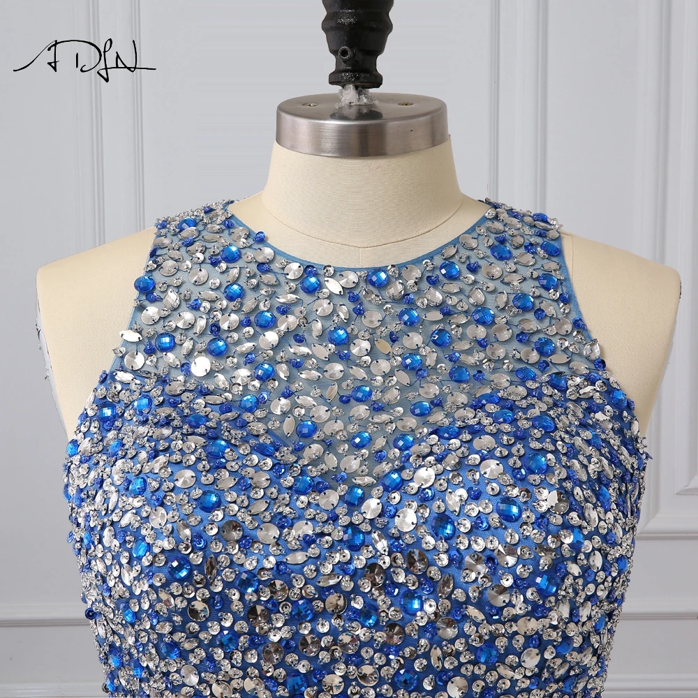 ADLN/Вечерние платья из двух частей с большим количеством бусин синие вечерние