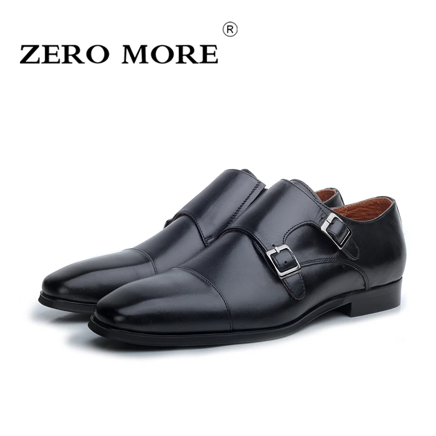 Мужские туфли на ремешке ZERO MORE из натуральной кожи Высокое качество Monksshoes