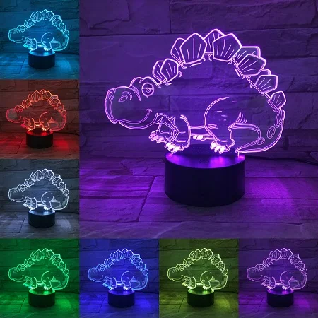 B 3D Dinosaur Lamp Raptor Pterosaur Table Beside Night Light Kid Boy Gift Creative Animal Atmosphere Lighting LED Touch RemoteBase - Испускаемый цвет: B