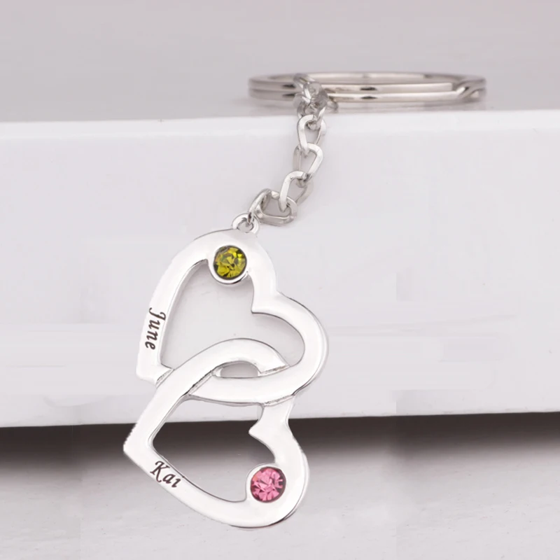 

Customized Jewelry Silver Color Heart Key Rings Couple Jewelry Anniversary Gift Stainless Steel Keychain Drop Shipping YP3059