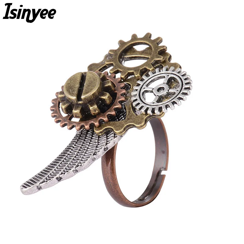 Модные кольца ISINYEE в стиле стимпанк с крыльями ангела для женщин и девушек 2017