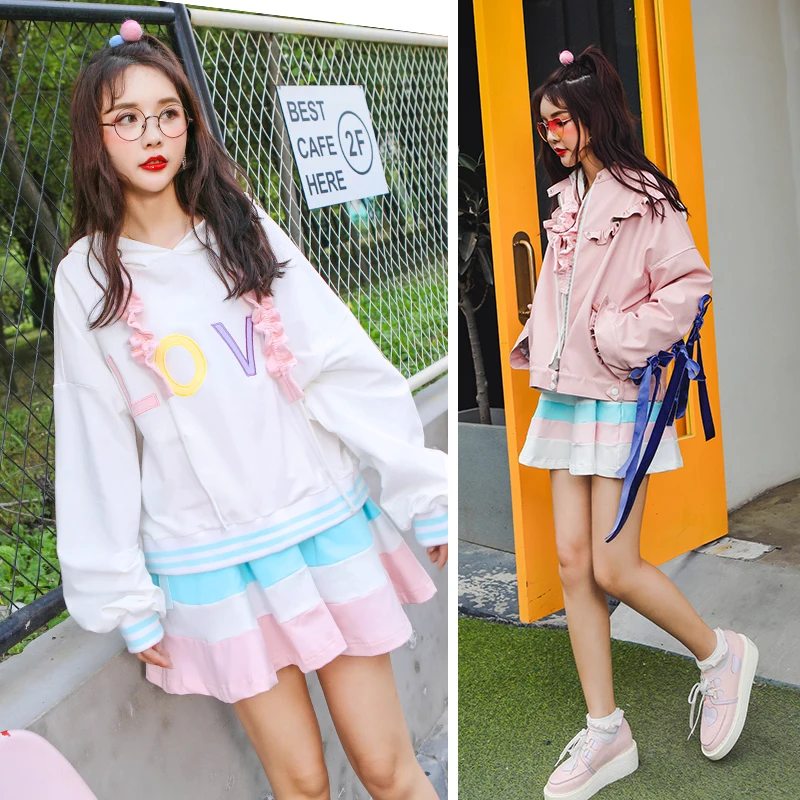 

Princess sweet lolita skirt Fresh age reduction college soft sister A word bow tie color splicing skirt and velvet skirt VC65