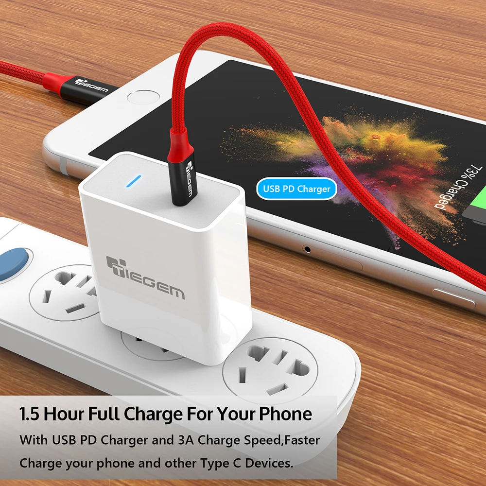 Кабель быстрой зарядки TIEGEM USB 2 0 типа C штекер на Type-C фута для нового MacBook Nexus 5X/6P