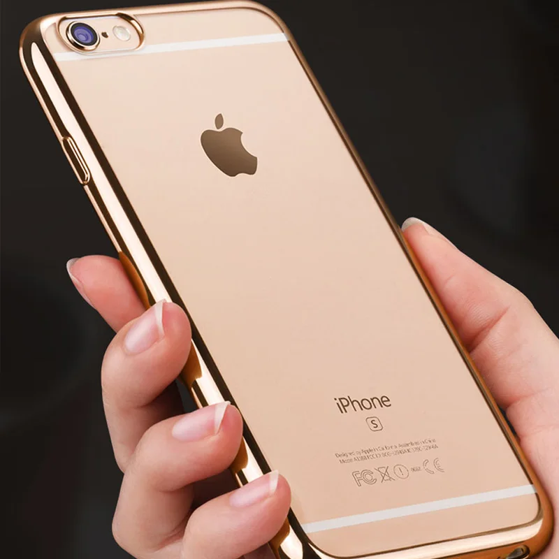 Роскошное Гальванопокрытие, хромированный Прозрачный чехол для iPhone XS MAX XR 8 7 6s 6 Plus 5S SE, прозрачный позолоченный чехол
