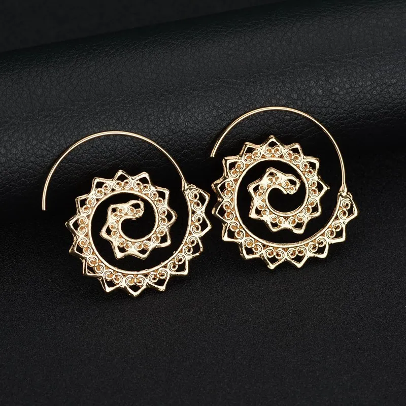 Этнические серьги ретро изделия богато Swirl Gypsy индейских племен для Для женщин