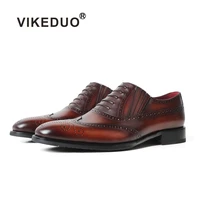 vikeduo stylish mens loafers shoes full brogues brown dress shoes handmade formal suits shoes wedding office driving zapatos